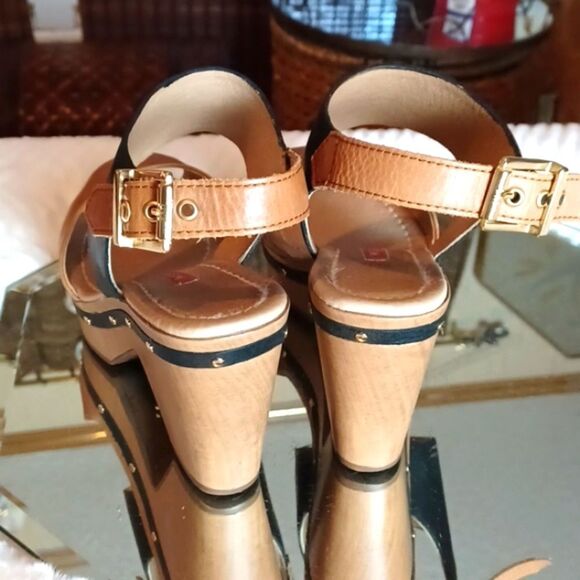 WKND Brown &Black Leather Studded Heels  38 = 7 - Picture 7 of 12